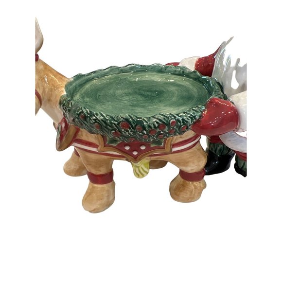 Fitz And Floyd Deer Santa Reindeer Pillar Candle Holder Christmas Holiday Decor - Picture 4 of 9